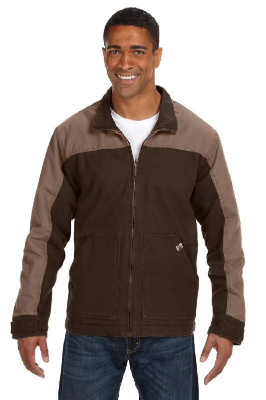 Dri Duck Mens Horizon Canvas Full Zip Jacket - Tobacco Brown/Field Khaki