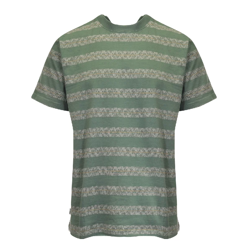 Element Men's T-Shirt Green Pink Orange Lines Striped Crew Neck S/S (S07)