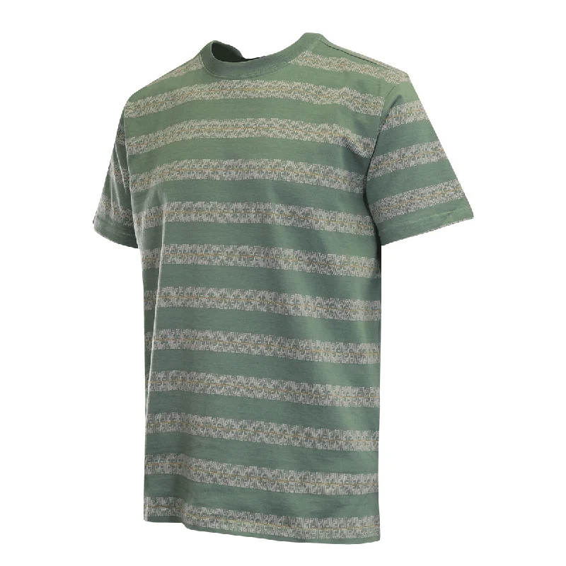 Element Men's T-Shirt Green Pink Orange Lines Striped Crew Neck S/S (S07)