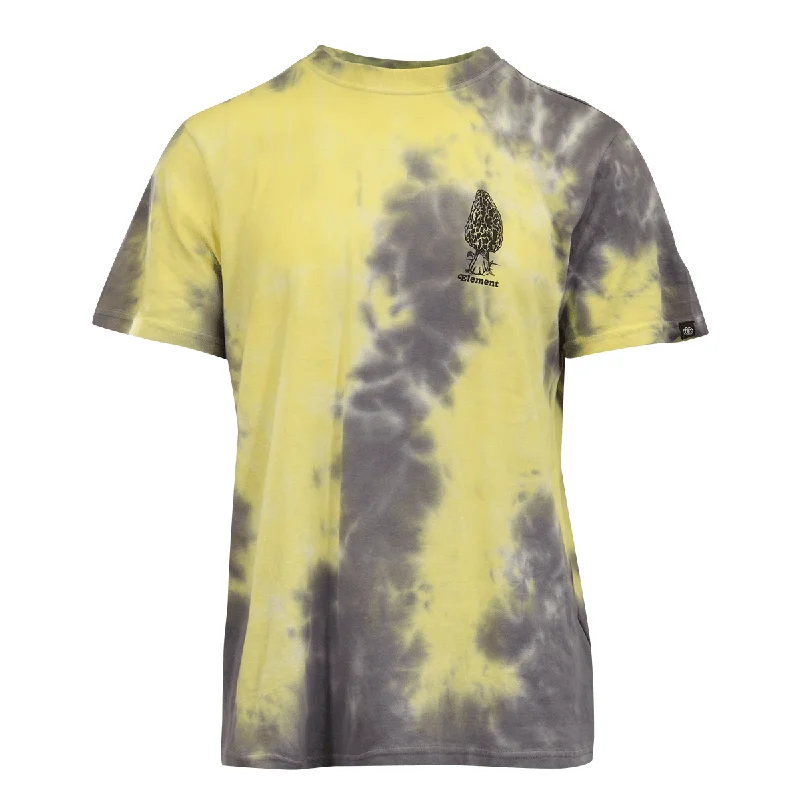 Element Men's T-Shirt Yellow Dark Grey Tie-Dye Mushroom Graphic S/S (S17)