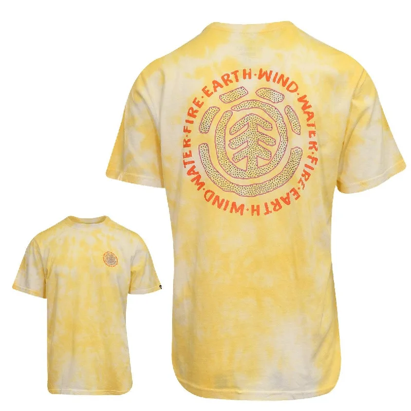 Element Men's T-Shirt Yellow Tie-Dye Four Elements Sketched Graphic S/S (S14)