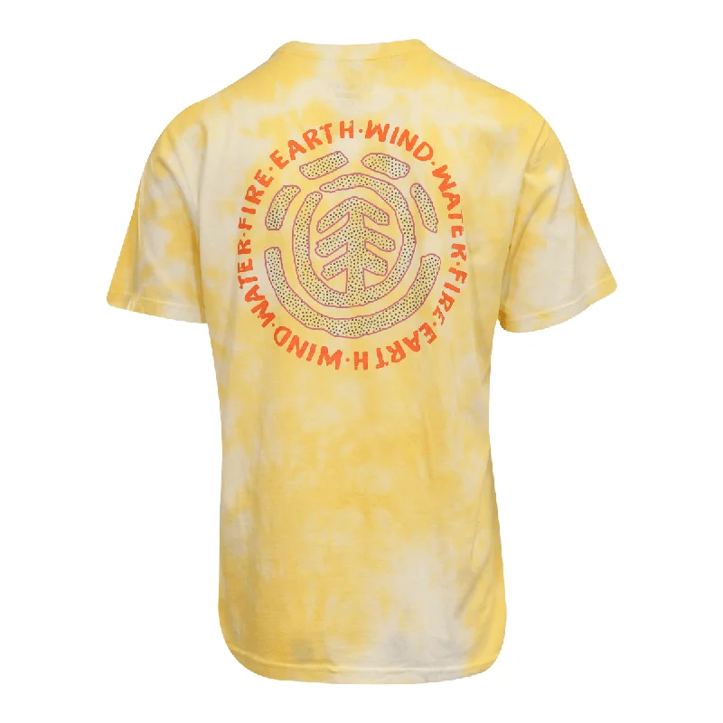 Element Men's T-Shirt Yellow Tie-Dye Four Elements Sketched Graphic S/S (S14)