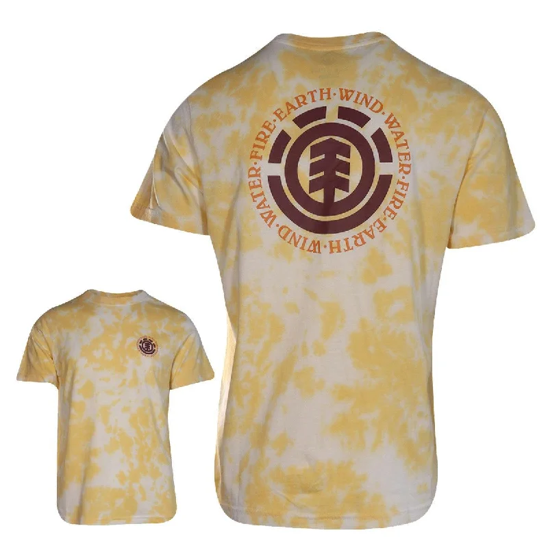 Element Men's T-Shirt Yellow Tie-Dye Four Elements Solid Graphic S/S (S13)