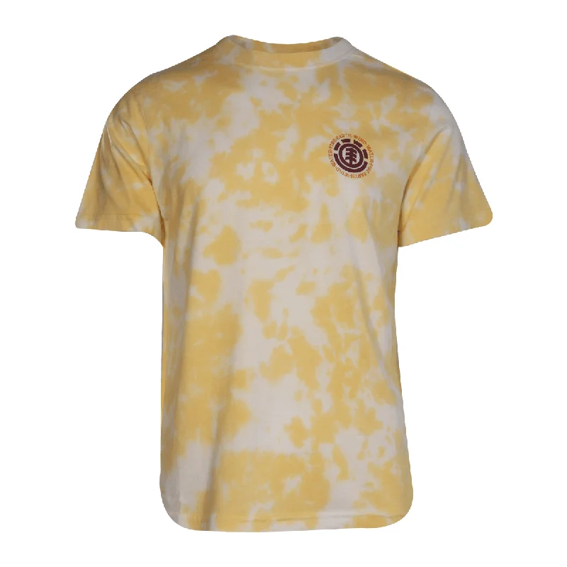 Element Men's T-Shirt Yellow Tie-Dye Four Elements Solid Graphic S/S (S13)