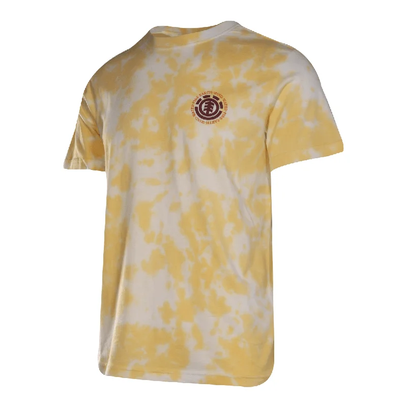 Element Men's T-Shirt Yellow Tie-Dye Four Elements Solid Graphic S/S (S13)