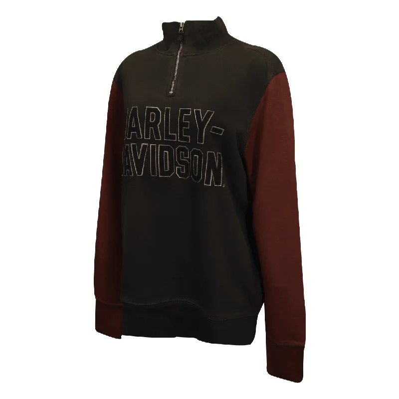 Branded  Men's Sweatshirt Black Maroon Raglan Text 1/4 Zip L/S (S07)