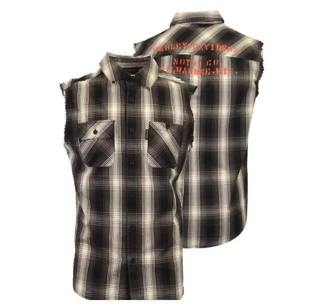 Branded  Men's Vest Grey Plaid Sleeveless Shirt (S61)