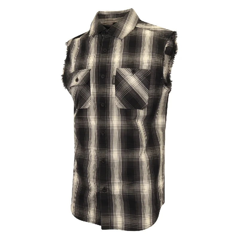 Branded  Men's Vest Grey Plaid Sleeveless Shirt (S61)