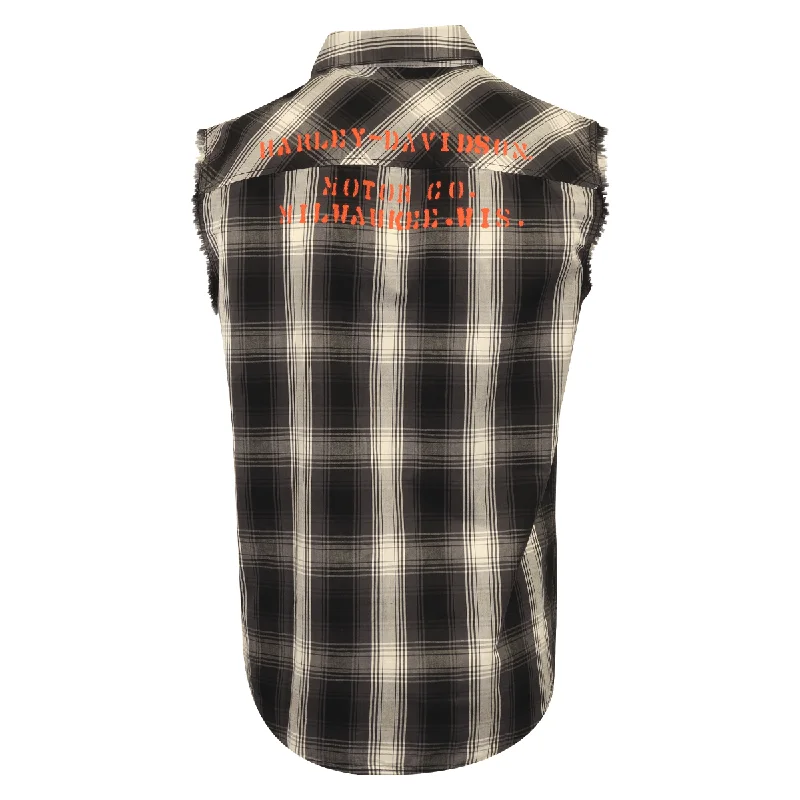 Branded  Men's Vest Grey Plaid Sleeveless Shirt (S61)