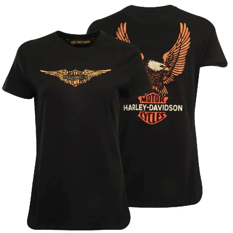 Branded Women's Black Orange HD Wings Logo S/S (S40)