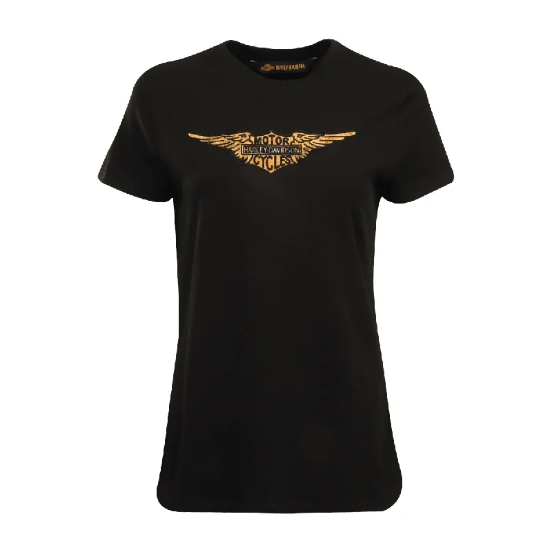 Branded Women's Black Orange HD Wings Logo S/S (S40)