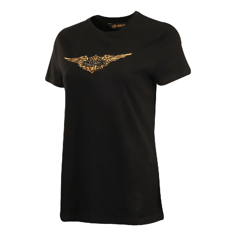 Branded Women's Black Orange HD Wings Logo S/S (S40)