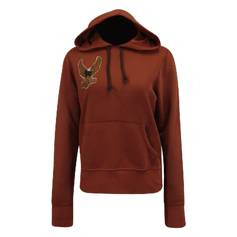 Branded  Women's Hoodie Washed Maroon Eagle Chest Embroidered L/S