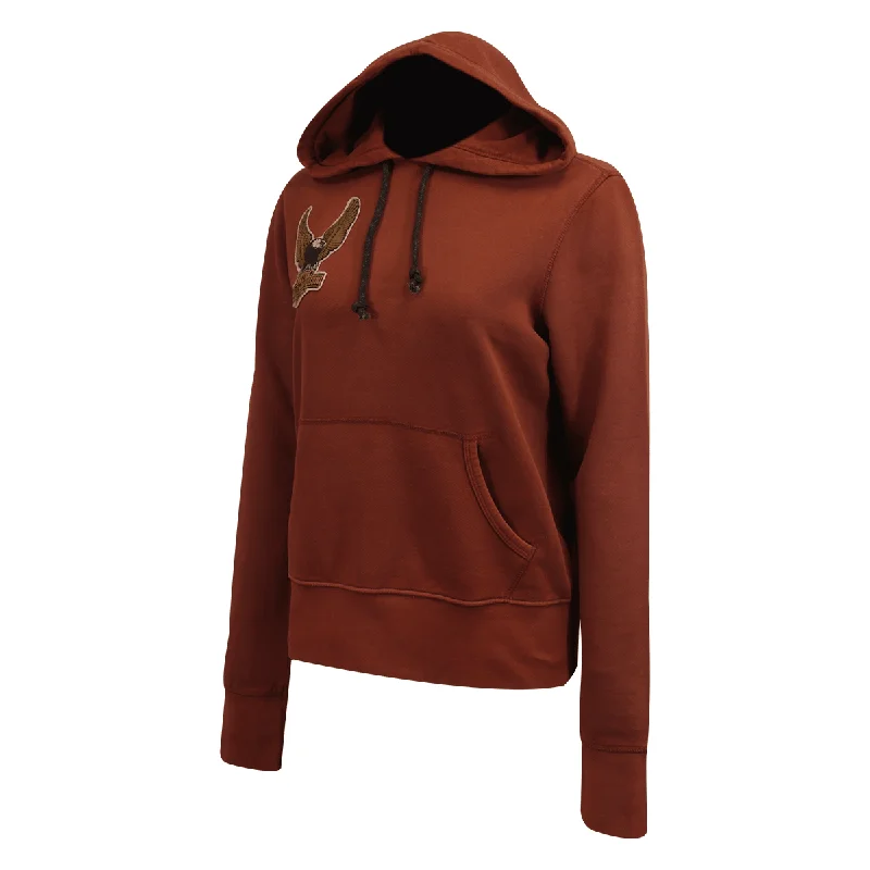 Branded  Women's Hoodie Washed Maroon Eagle Chest Embroidered L/S