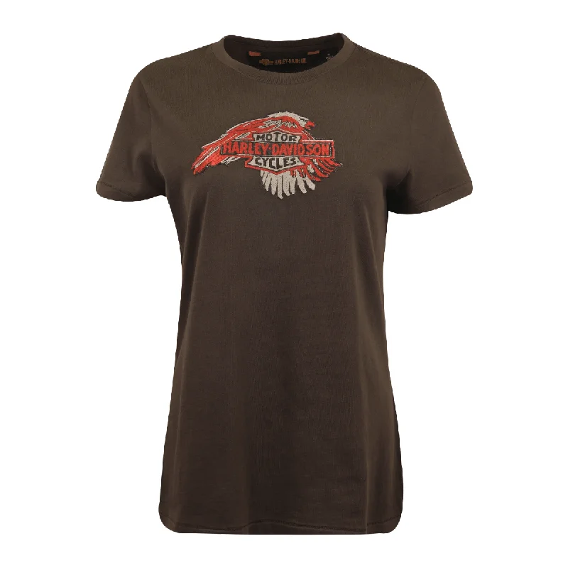 Branded  Women's T-Shirt Dark Grey Embroidered Eagle Badge S/S (S35)