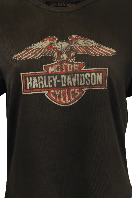 Branded  Women's T-Shirt Dark Grey Graphic Eagle Badge S/S (S34)