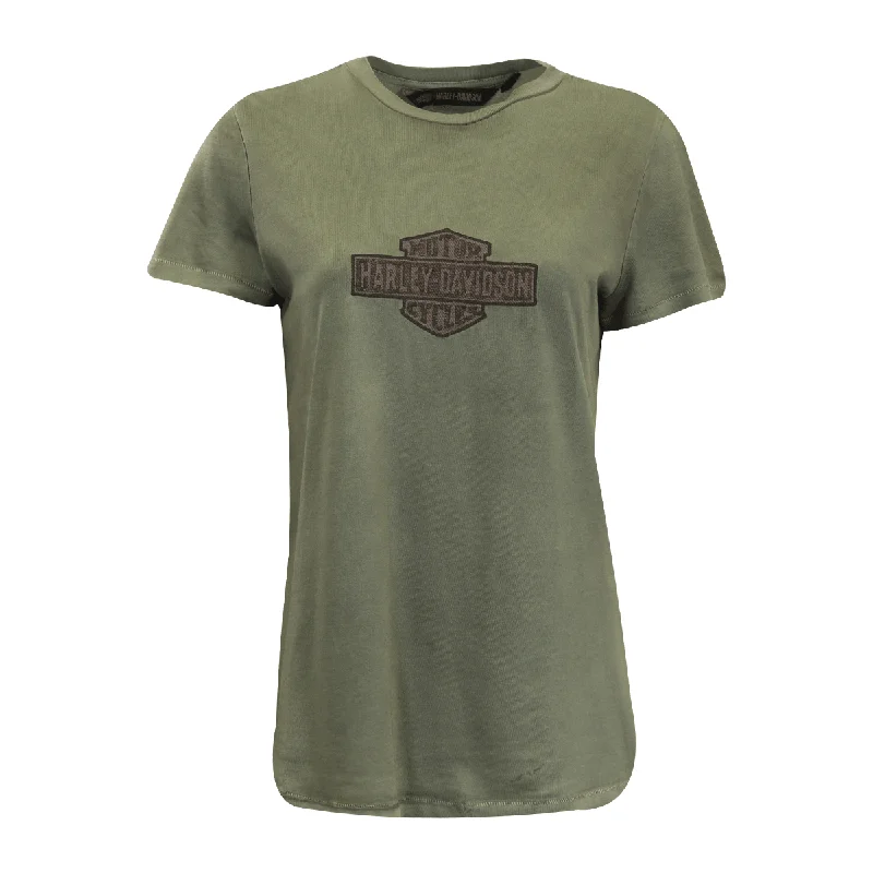 Branded  Women's T-Shirt Olive Green Embroidered Official Logo S/S (S36)