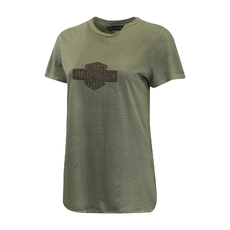 Branded  Women's T-Shirt Olive Green Embroidered Official Logo S/S (S36)