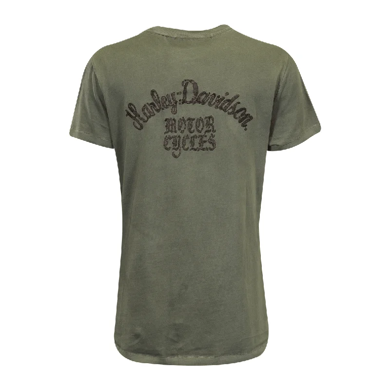 Branded  Women's T-Shirt Olive Green Embroidered Official Logo S/S (S36)