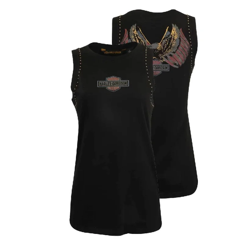 Branded Women's Tank Top Black Studs HD Official Logo (S09)