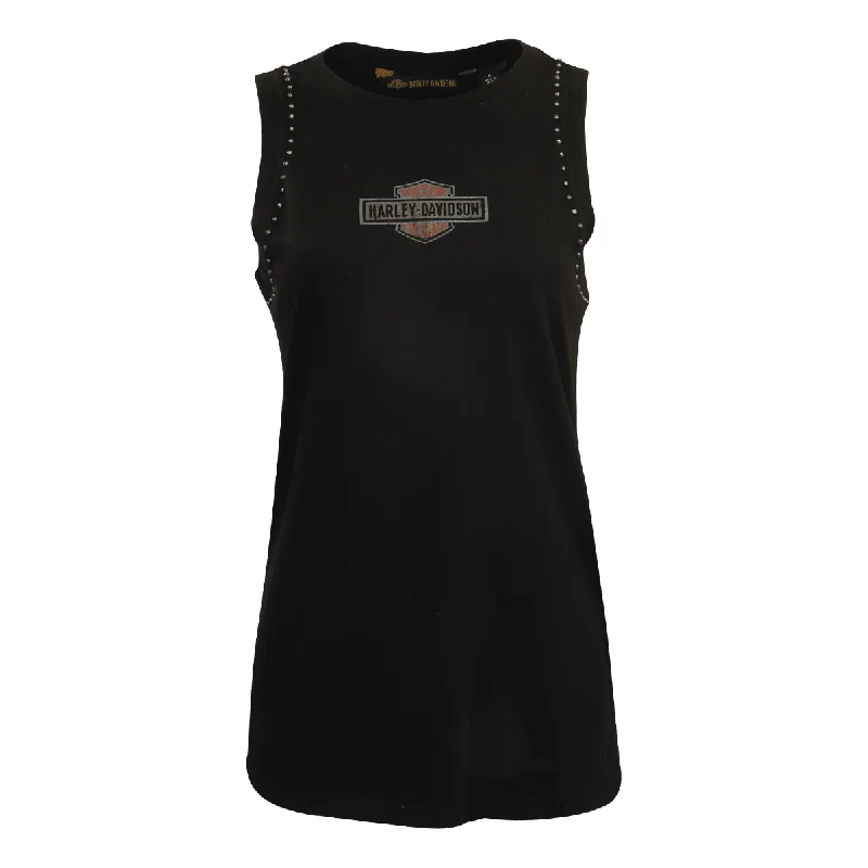 Branded Women's Tank Top Black Studs HD Official Logo (S09)