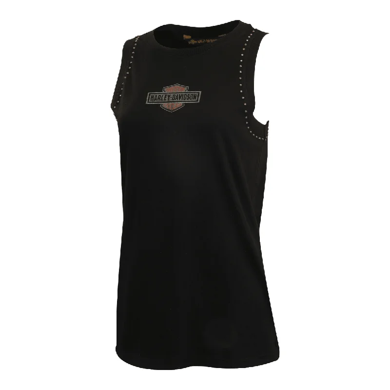 Branded Women's Tank Top Black Studs HD Official Logo (S09)