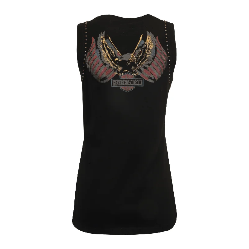 Branded Women's Tank Top Black Studs HD Official Logo (S09)