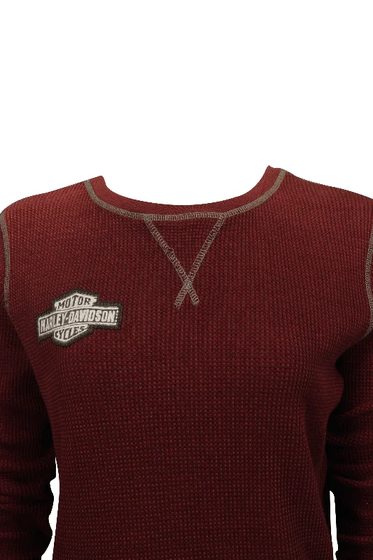 Branded  Women's Thermal Knit Maroon Patch Logo L/S (S01)