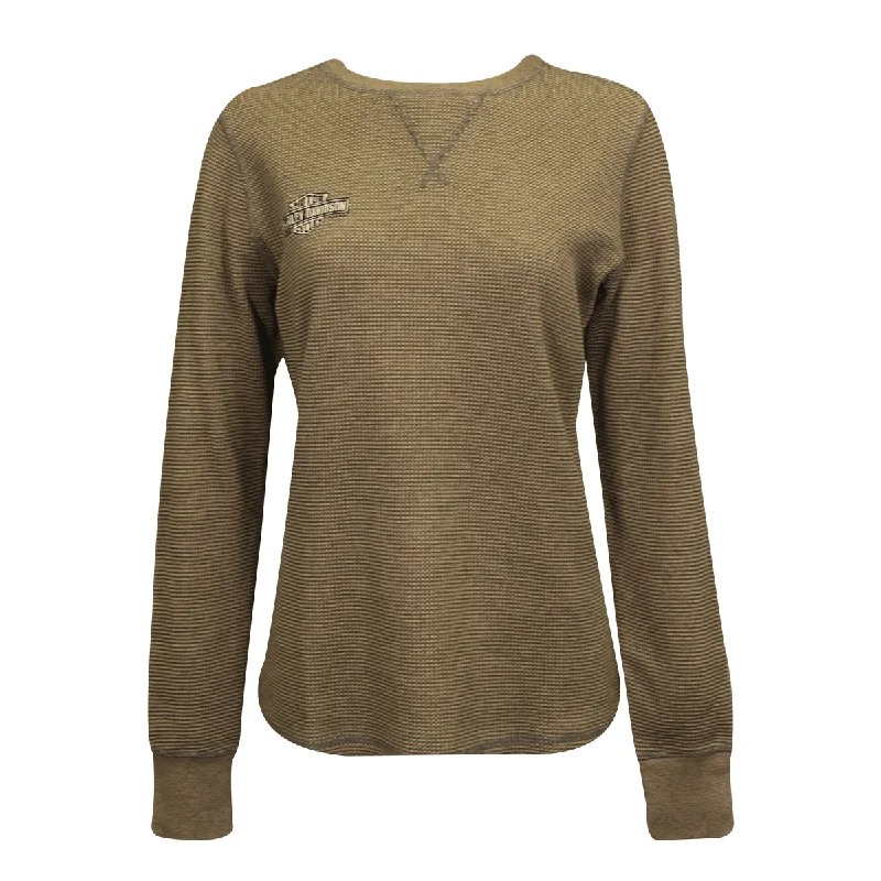 Branded  Women's Thermal Knit Thunder Gray Patch Logo L/S (S02)