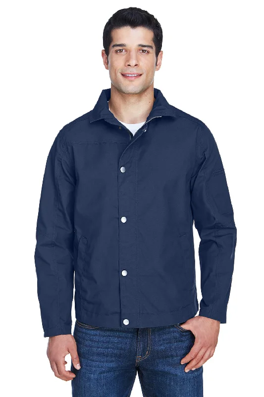 Harriton Mens Auxiliary Water Resistant Canvas Full Zip Jacket - Dark Navy Blue