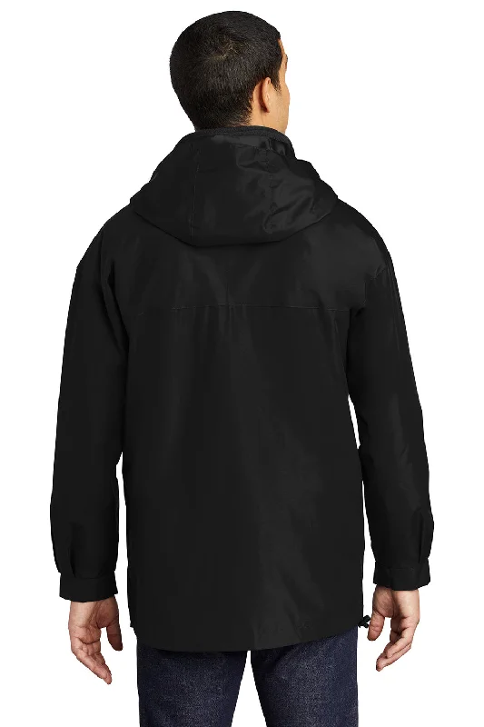 Port Authority Mens 3-in-1 Wind & Water Resistant Full Zip Hooded Jacket - Black