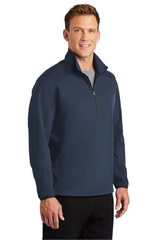 Port Authority Mens Active Wind & Water Resistant 1/4 Zip Jacket - Dress Navy Blue