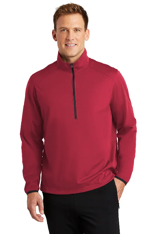 Port Authority Mens Active Wind & Water Resistant 1/4 Zip Jacket - Rich Red - Closeout