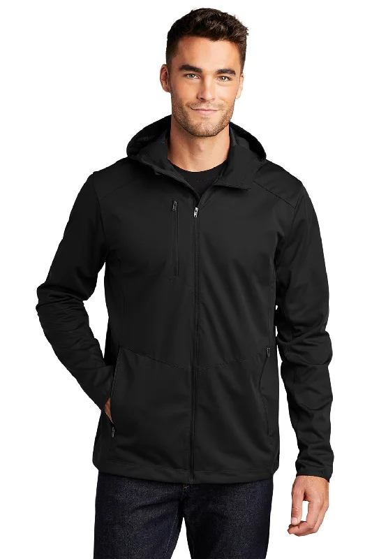 Port Authority Mens Active Wind & Water Resistant Full Zip Hooded Jacket - Deep Black