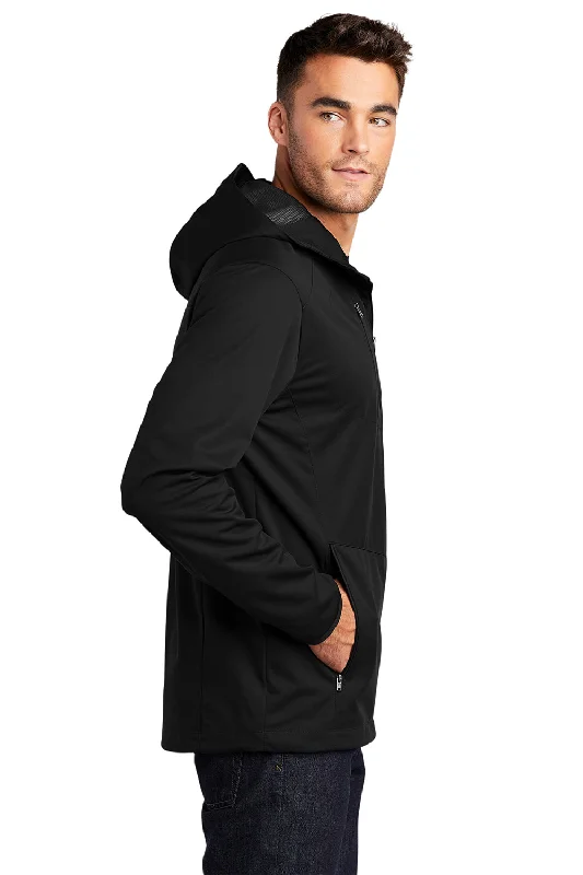 Port Authority Mens Active Wind & Water Resistant Full Zip Hooded Jacket - Deep Black