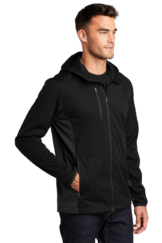 Port Authority Mens Active Wind & Water Resistant Full Zip Hooded Jacket - Deep Black