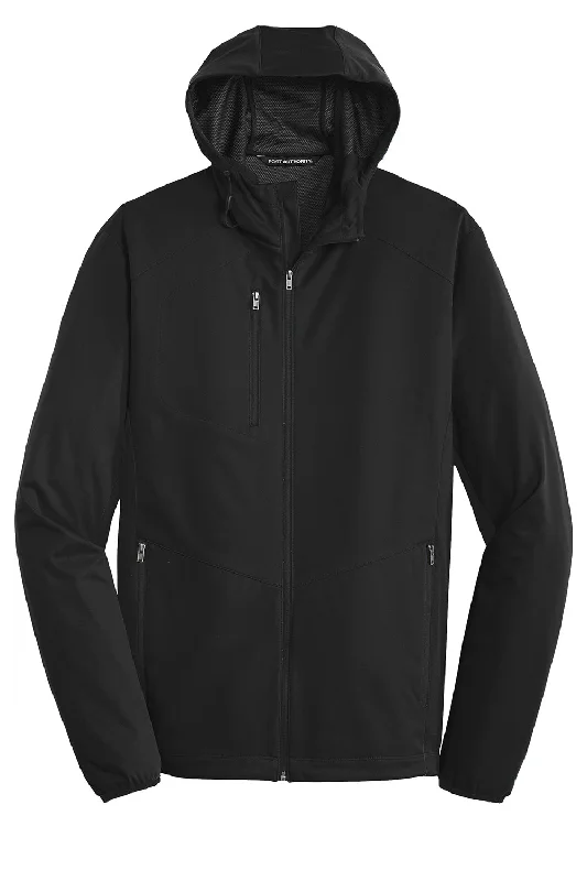 Port Authority Mens Active Wind & Water Resistant Full Zip Hooded Jacket - Deep Black