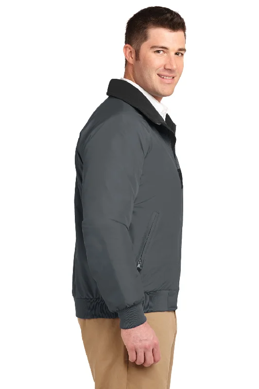 Port Authority Mens Challenger Wind & Water Resistant Full Zip Jacket - Steel Grey/True Black