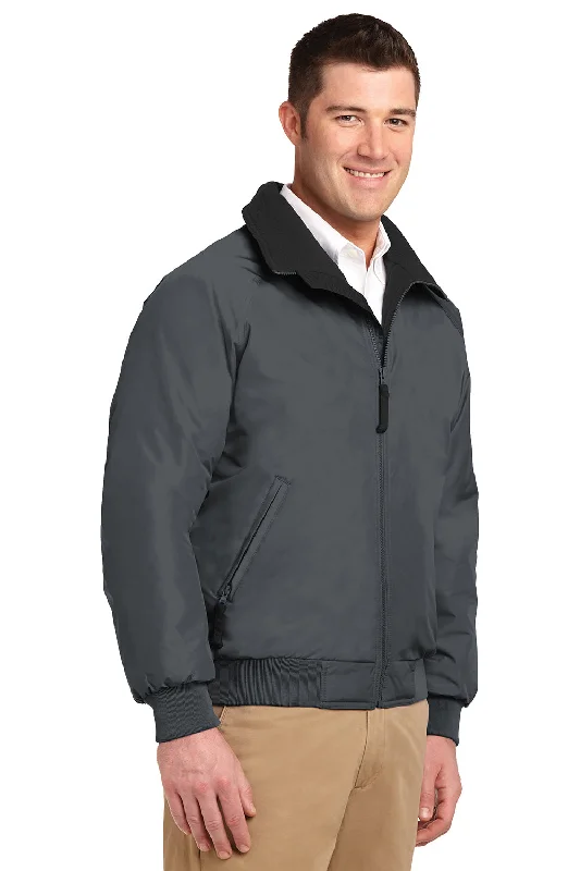 Port Authority Mens Challenger Wind & Water Resistant Full Zip Jacket - Steel Grey/True Black