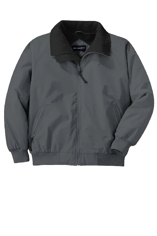 Port Authority Mens Challenger Wind & Water Resistant Full Zip Jacket - Steel Grey/True Black