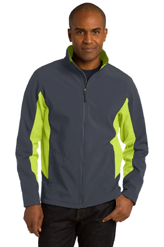 Port Authority Mens Core Wind & Water Resistant Full Zip Jacket - Battleship Grey/Charge Green - Closeout