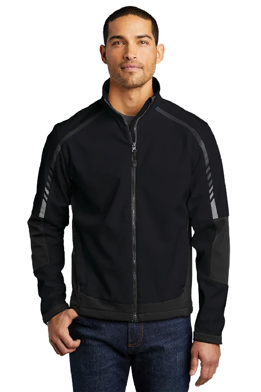 Port Authority Mens Embark Wind & Water Resistant Full Zip Jacket - Black/Deep Grey