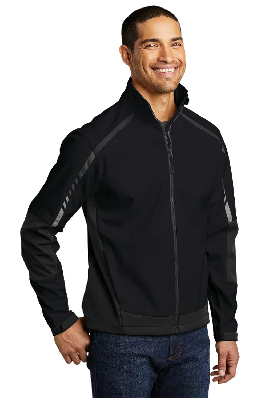 Port Authority Mens Embark Wind & Water Resistant Full Zip Jacket - Black/Deep Grey