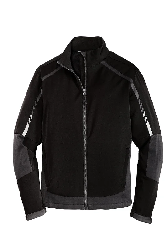 Port Authority Mens Embark Wind & Water Resistant Full Zip Jacket - Black/Deep Grey