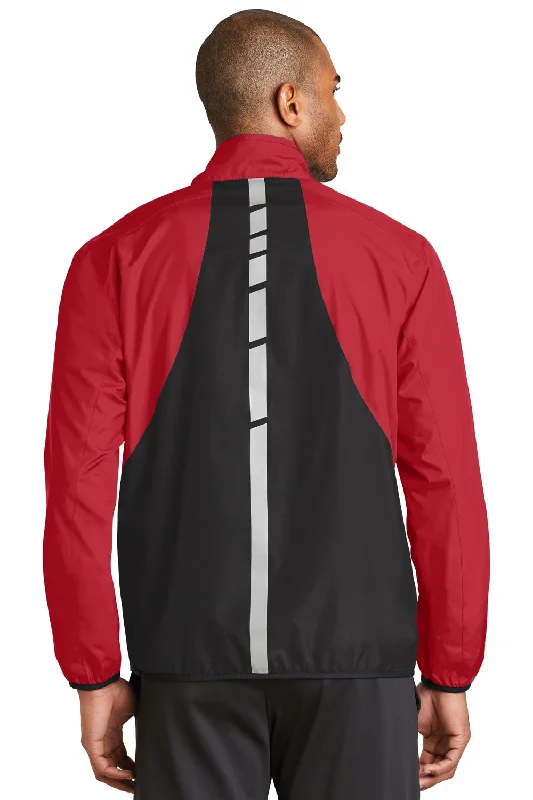 Port Authority Mens Zephyr Reflective Hit Wind & Water Resistant Full Zip Jacket - Rich Red/Deep Black - Closeout