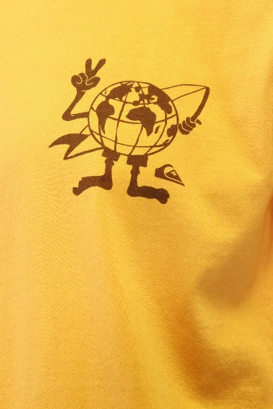 Quiksilver Men's T-Shirt Golden Yellow World Peace Graphic S/S (S11)