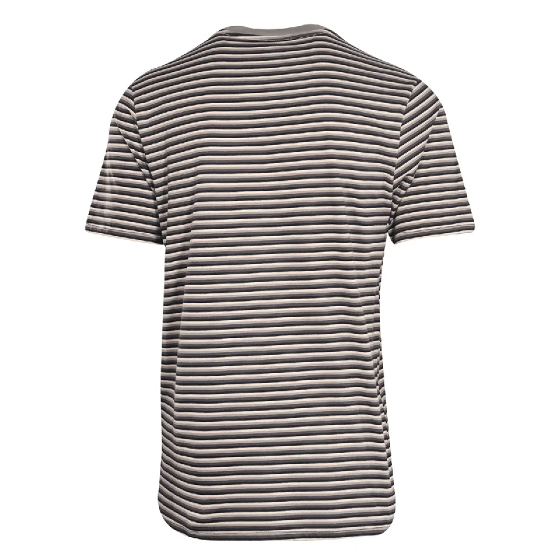 Volcom Men's T-Shirt Black Grey White Thick Striped S/S Tee (S31)