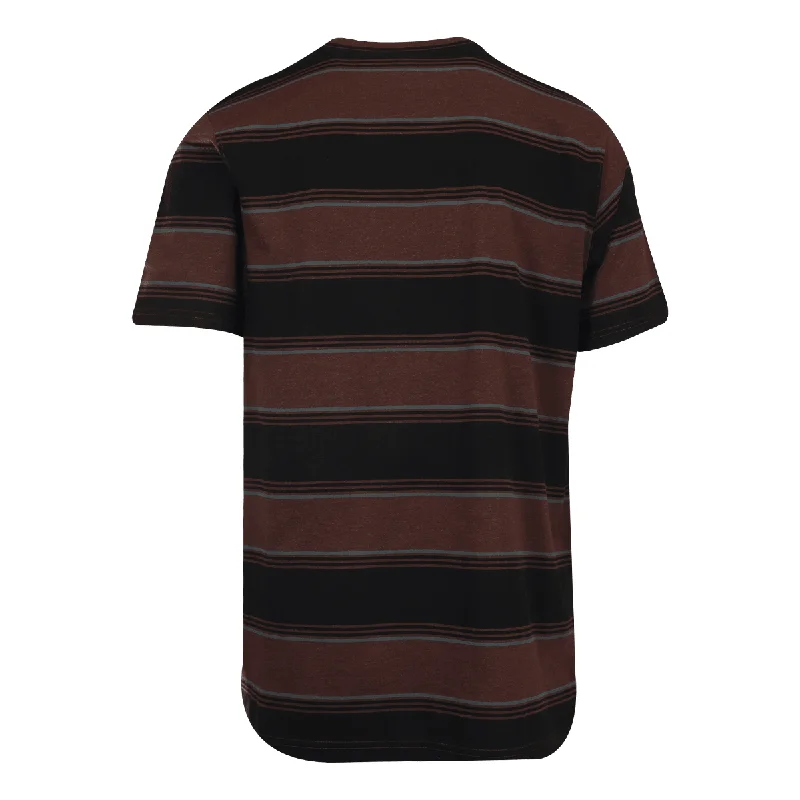 Volcom Men's T-Shirt Black Maroon Striped S/S Tee (S41)