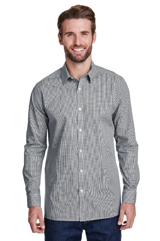 Artisan Collection Mens Microcheck Gingham Long Sleeve Button Down Shirt - Black/White