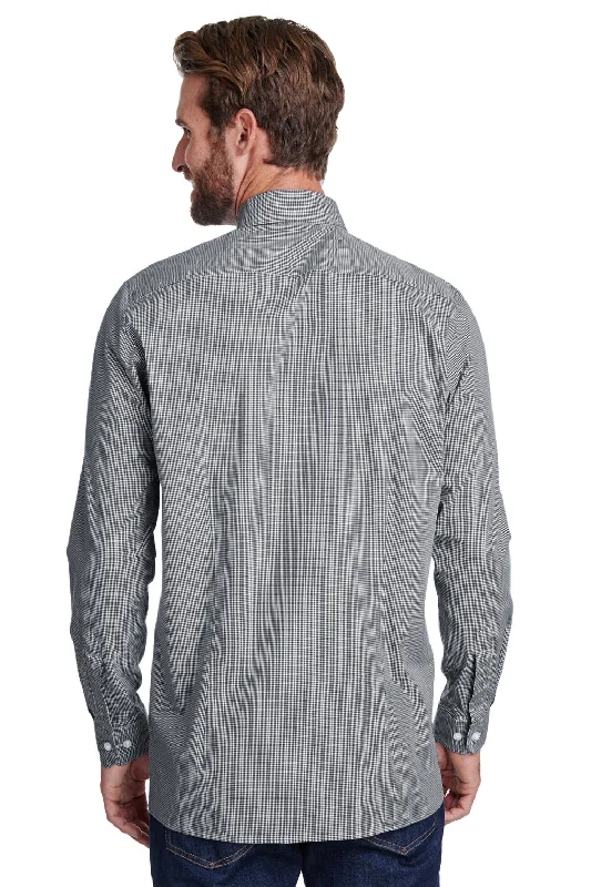 Artisan Collection Mens Microcheck Gingham Long Sleeve Button Down Shirt - Black/White